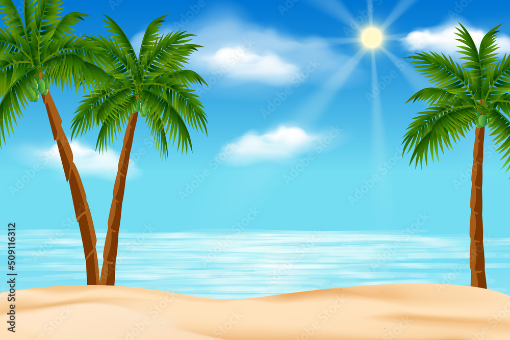 cute beach simple vector illustration