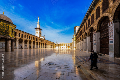 Umayyad Mosque, the Great Mosque of Damascus, in the old city of Damascus, the capital of Syria. One of the oldest and holiest. photo