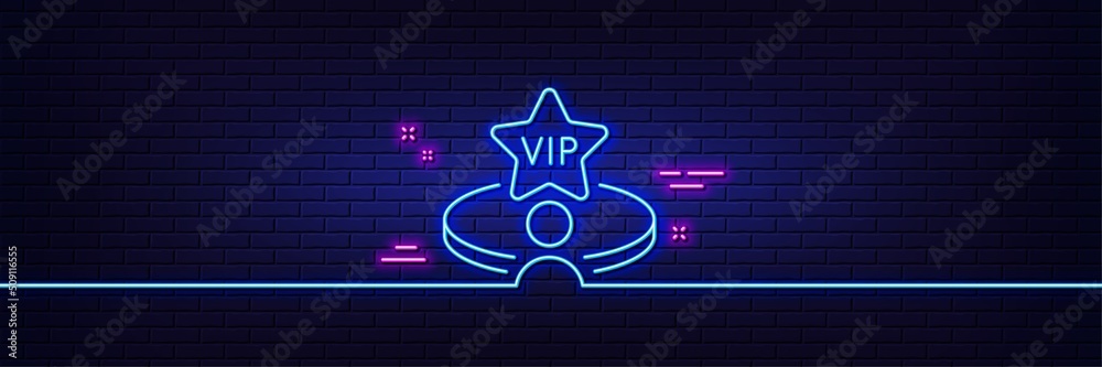Neon light glow effect. Vip casino table line icon. Very important ...