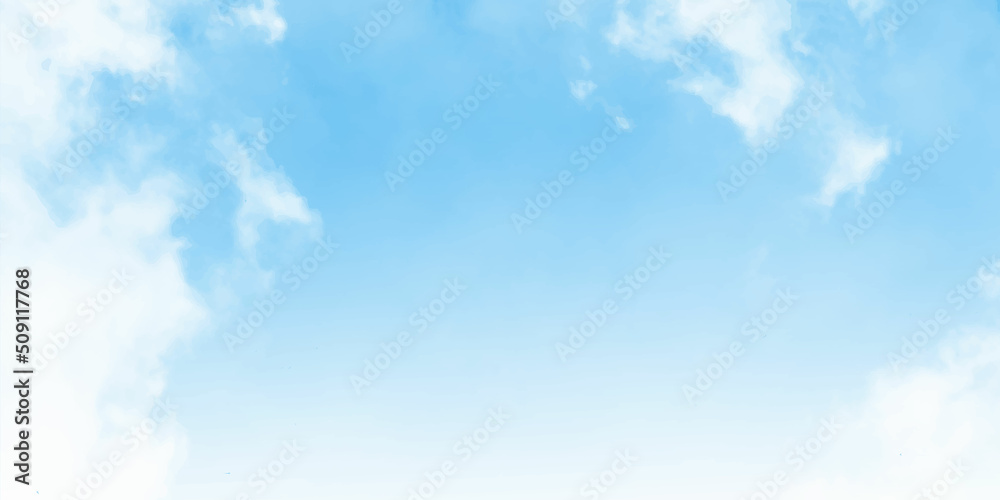 Obraz premium Beautiful White Clouds in Blue Sky. Vector Illustrator