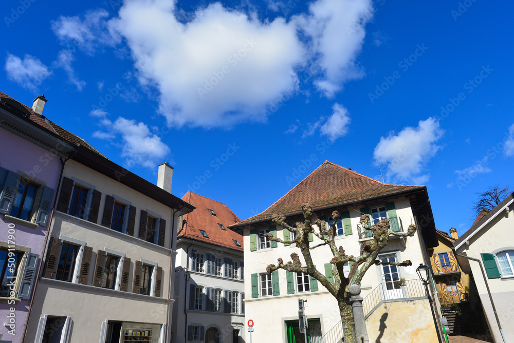 Altstadt Lutry, Distrikt Lavaux-Oron des Kantons Waadt / Schweiz