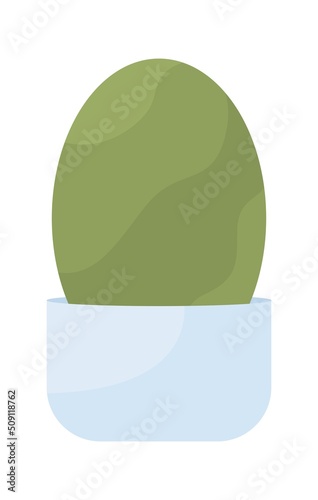 Oval shaped bush in pot semi flat color vector object. Editable figure. Full sized item on white. Floral decor simple cartoon style illustration for web graphic design and animation