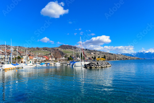 Yachthafen Lutry, Distrikt Lavaux-Oron des Kantons Waadt / Schweiz