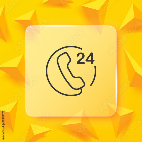 Handset set icon. Call, Phone, 24 on 7, navigation, mail, correspondence, sms, missed. Phone future concept. Glassmorphism style. Vector line icon for Business and Advertising