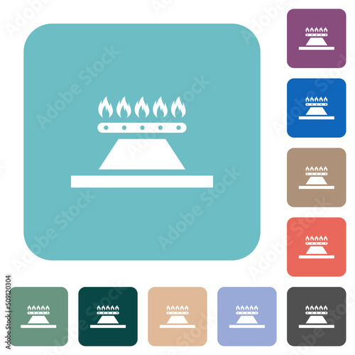 Kitchen gas stove rounded square flat icons