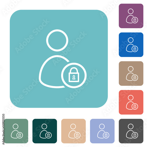 Lock user outline rounded square flat icons