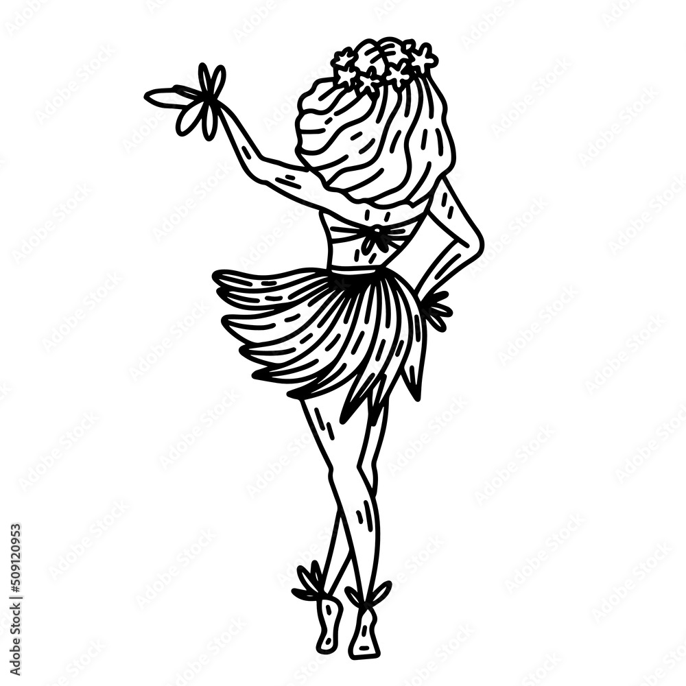Digital illustration of Hawaii girl Digital illustration of Hawaii girl