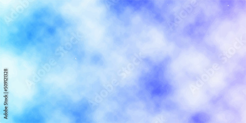 Abstract background with tie dye pattern hand dyed on cotton fabric background. Dark blue water color background vector. Light blue bubbly cloud patterns and textures watercolor background.