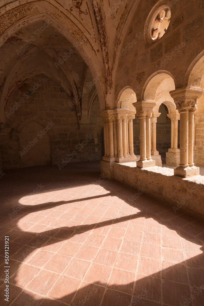 arches of the cloister. Valbuena monastery. Valladolid. Spain