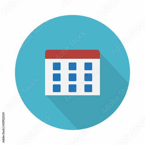 Calendar and time illustration. Icon of the day and events in the month. Reminder and date for business meeting in office. Isolated design. Vector