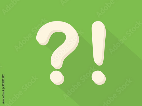 Question mark and exclamation point. Illustration and symbol sign and concept of answer and solution. Sign ask for information or problem point. Isolated design. Vector