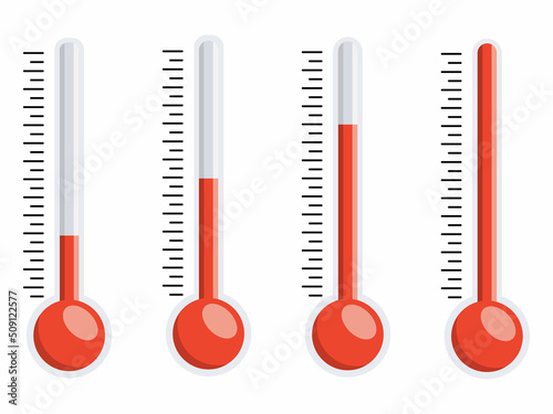 Thermometer and temperature, cold and scale. Measuring weather in Celsius and degrees Fahrenheit. Symbol of weather and measurement. Illustration of meteorology and temperature sign. Vector