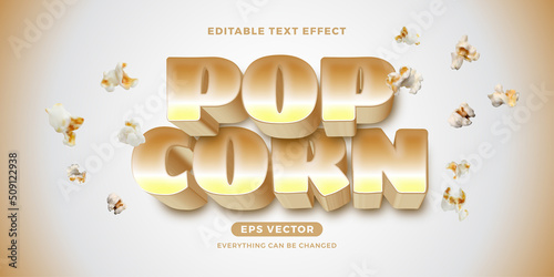 Pop Corn Editable Text effect Style in natural color for banner, signage, and graphic promo