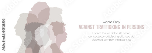 World Day Against Trafficking In Persons banner. Card with place for text.