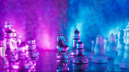 Fotografie, Obraz Glass transparent chess background
