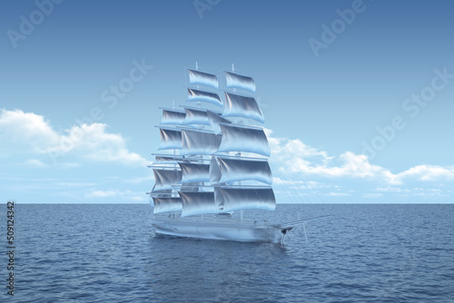 frozen sailing ship at sea