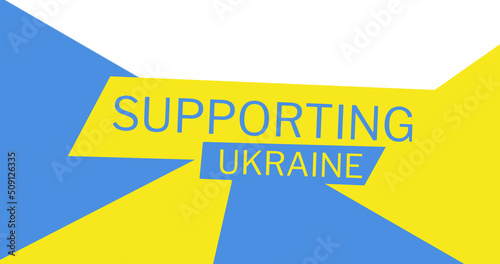 Image of support ukraine text over blue and yellow shapes © vectorfusionart