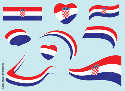 flags of Croatia - vector hearts and wavy shapes