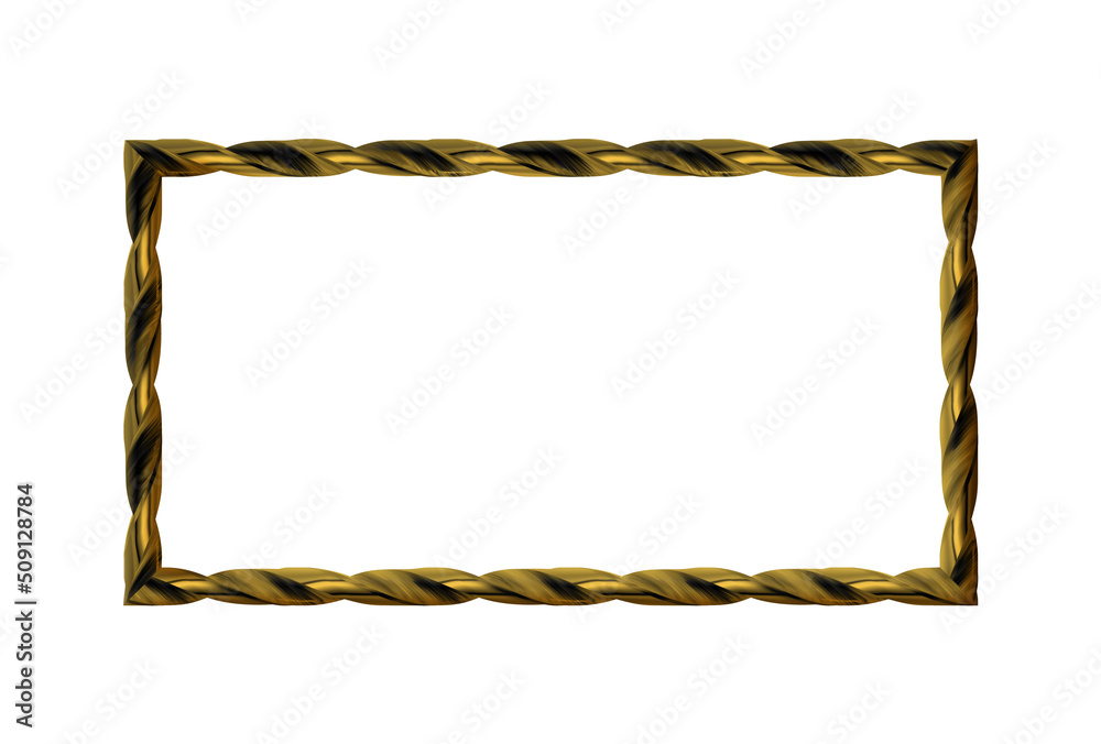 Twisted gold rectangle realistic dark frame, isolated. Vector illustration. Eps 10. Twisted gold rectangle realistic dark frame, isolated. Vector illustration. Eps 10.