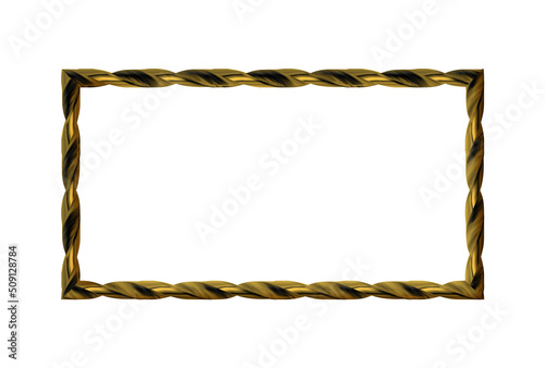 Twisted gold rectangle realistic dark frame, isolated. Vector illustration. Eps 10.