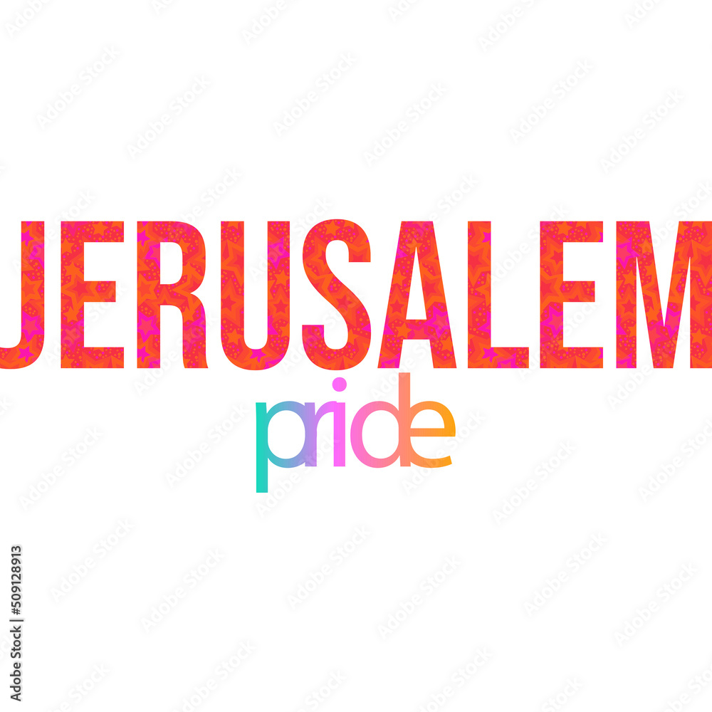 Jersalem pride isolated slogan with creative stars pattern and gradient Jersalem pride isolated slogan with creative stars pattern and gradient