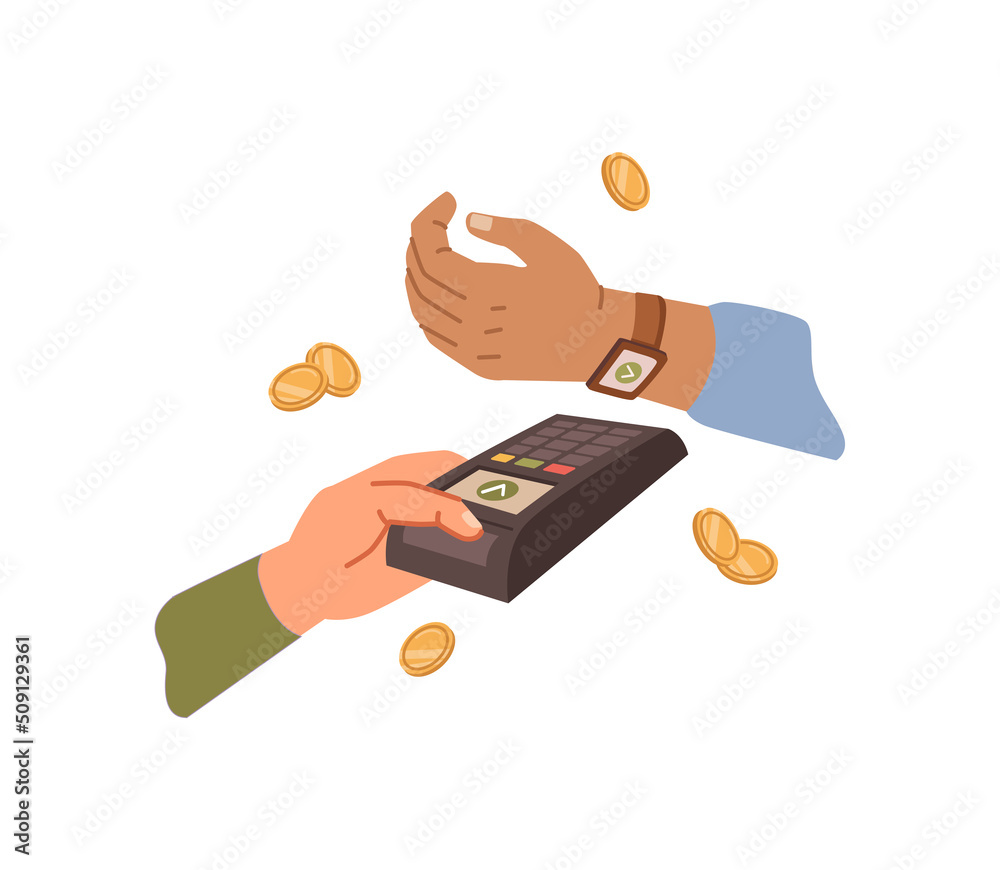 Paying in contactless and wireless way, isolated terminal with hand