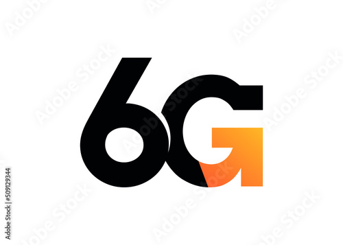 6g logo design with an arrow on the G, a symbol of 6G network the connectivity of the futur.  photo