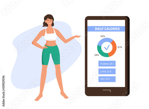 Woman follows a calorie-counting diet