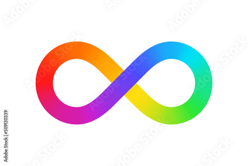 Rainbow Infinity symbol isolated on white background. Vector photo