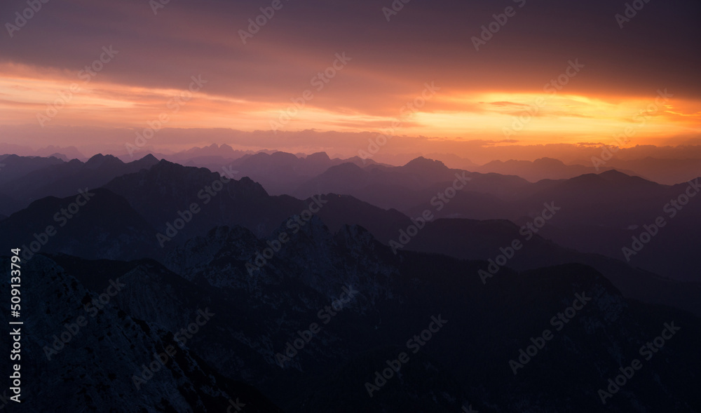 Sunset views at Mangart saddle