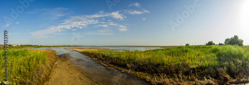 panorama of a salt lake on steppe near the Azov sea