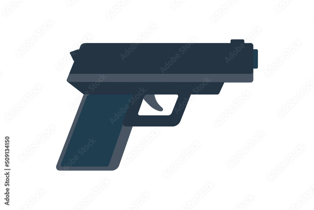 Gun pistol weapon flat icon isolated on white