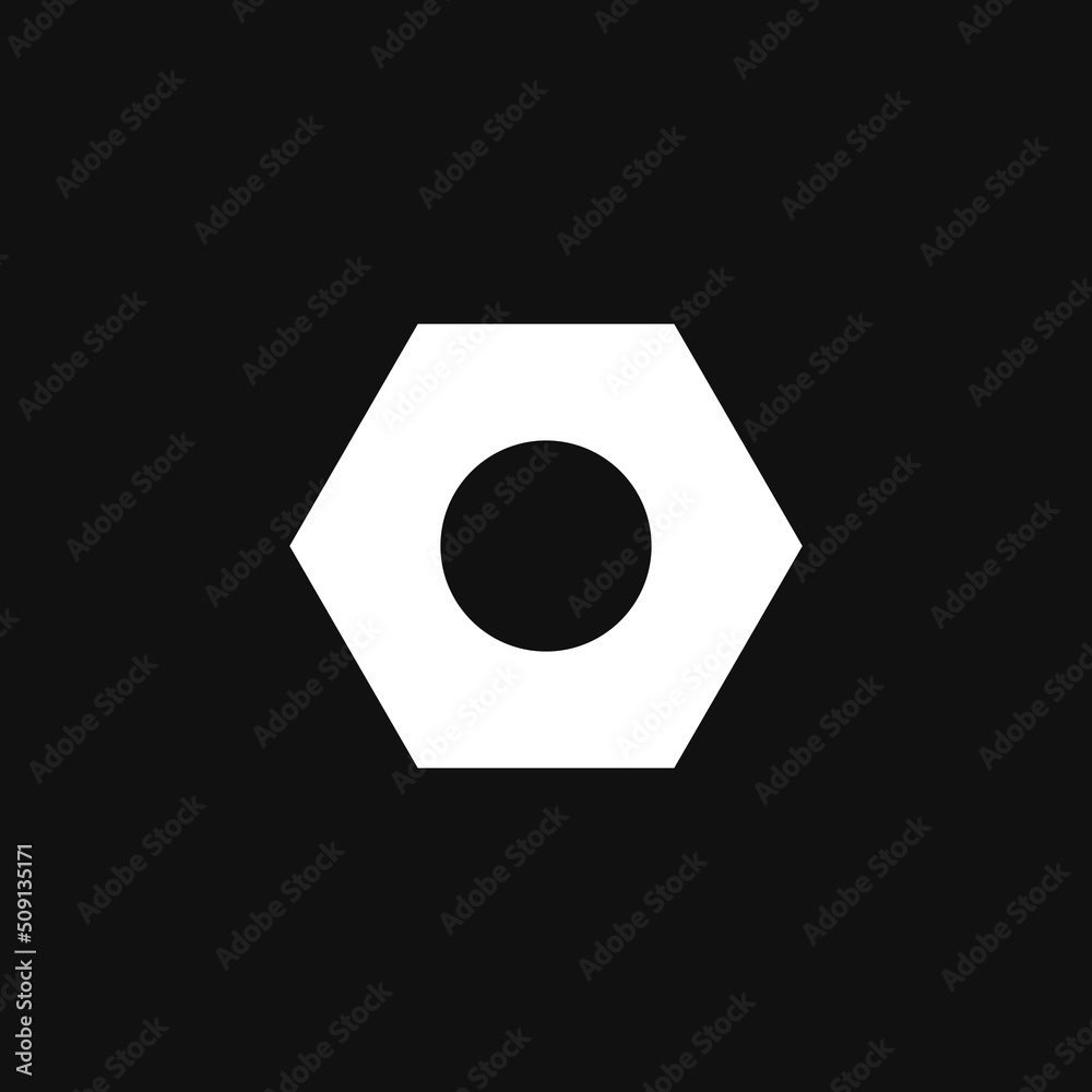 Bolt nut icon on grey background