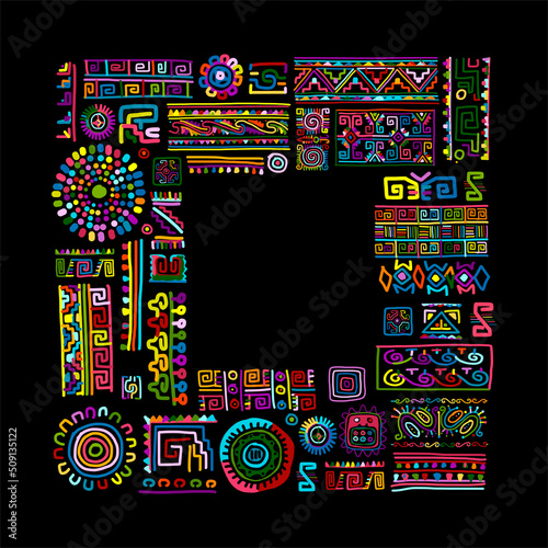 Ethnic handmade ornamental frame design with place for your text