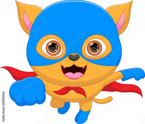 cute cat wearing superhero costume