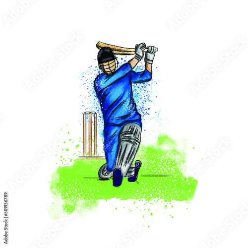  Cricket  Poster Design illustration with Cricketer Player On  white Background.

i