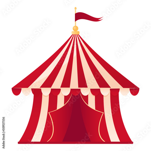 Circus tent on a white isolated background. Vector illustration.