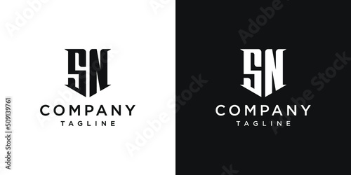 Creative Vintage Letter SN Monogram Logo Design Icon Template White and Black Background photo