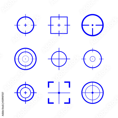 Set of Target aim, crosshair and sight symbol. Sniper rifle aim isolated on a background. Sight military isolated. Vector illustration.