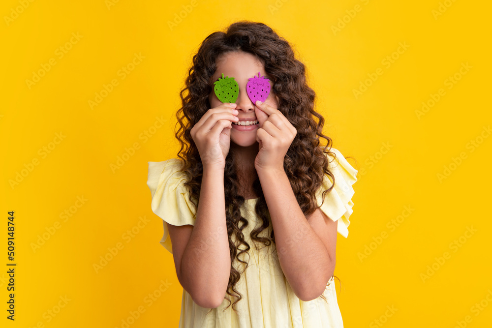 Diy art concept. Funny kid in art and craft class. Happy teenager, positive and smiling emotions of teen girl. Diy art concept. Funny kid in art and craft class. Happy teenager, positive and smiling emotions of teen girl.