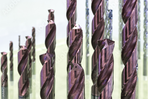Metal cutter drill Titanium carbonitride TiCN coating  industrial engineering concept.