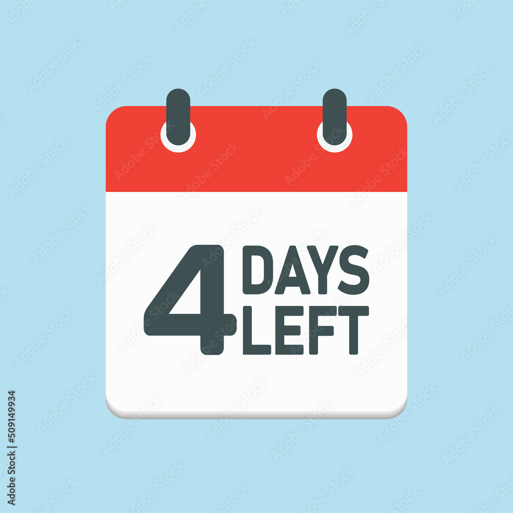 Countdown daily page calendar icon - 4 days left Countdown daily page calendar icon - 4 days left