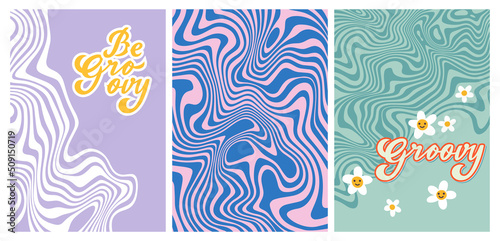 Vector Colorful Retro Flyers Design Template. Vertical Vintage Brochure Layout Concepts. Abstract 1970 Vibe Backgrounds