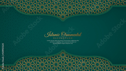 Islamic Arabic Green Luxury Background with Geometric pattern