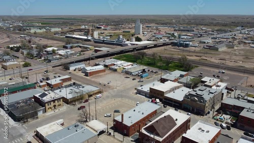 Sterling Colorado, aerial drone footage of downtown and industrial area photo