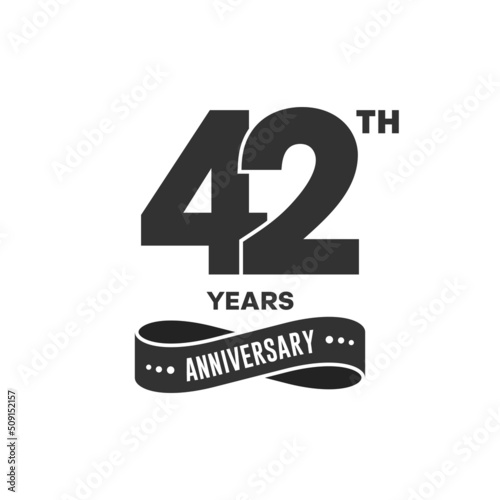 42 years anniversary logo with black color for booklet, leaflet, magazine, brochure poster, banner, web, invitation or greeting card. Vector illustrations.