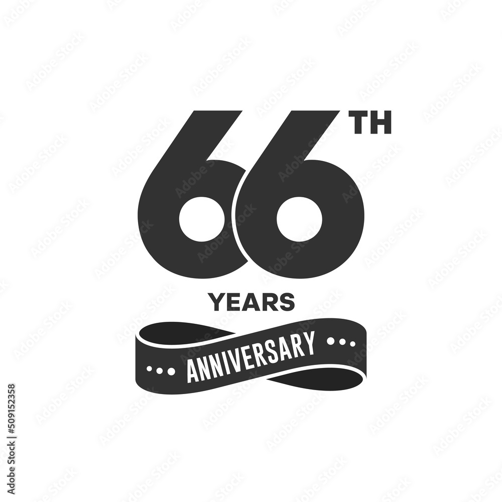 66 years anniversary logo with black color for booklet, leaflet ...