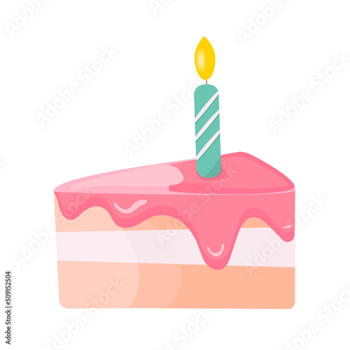 Birthday cake slice with candle