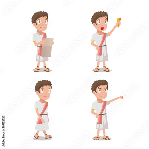 Greece Cartoon Character Isolate Group Vector