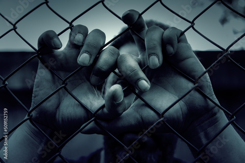 Hands on a fence photo